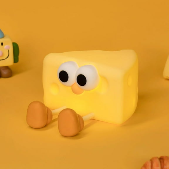 Led Cute Cheese Night Light, Dimmable Nursery Kawaii Lamps, Super Squishy Silicone USB Rechargeable Touch Control Night Lamp for Kids Adults, Used for Camping Party Room Decor (Cheese)