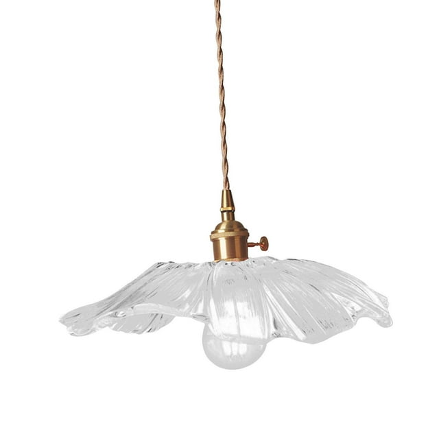 lionlar Flower Pendant Light Flower Glass Hanging Lamp for Bedside Coffee Restaurant Transparent Large