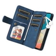 thumbnail image 3 of Zipper Wallet Case for Samsung Galaxy A53 5G Large Capacity Card Slots Holder Magnetic Clasp Cover, Luxury PU Leather Anti-Shock Flip Folio Case with Kickstand Wrist Strap Handbag Protective Case,Blue, 3 of 7