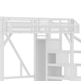 thumbnail image 3 of Bellemave Twin XL Size Metal Loft Bed Frame with Storage Stairs, Wardrobe & Side Shelf, USB Ports and LED Light, Space-Saving Design with Underbed Storage, White, 3 of 10