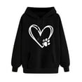 thumbnail image 2 of Fanxing Drawstring Hoodies for Juniors Heart Graphic Hoodie Sweatshirt for Women Trendy Funny Print Long Sleeve Pullover Hooded Sweatshirts Black,XL, 2 of 4