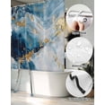thumbnail image 5 of Split Shower Curtain for Transfer Bench, Blue Oil Painting Fabric Shower Curtains for Bathroom, Modern Marble Art Abstract Tub Sliding Transfer Bench Waterproof Bath Curtains 72"x78", 5 of 9