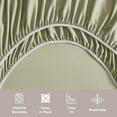 thumbnail image 6 of LammaLoe Extra Deep Pocket Twin Xl Sheets Set, 3 Piece, Fits 18"-24" Mattress, Breathable & Extra Soft Bed Sheets, Sage Olive Green, 6 of 9