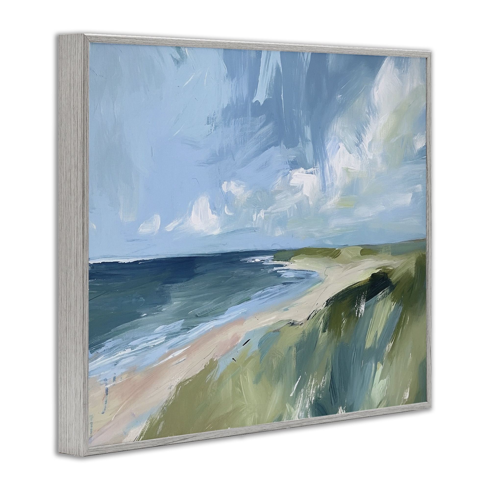 Stupell Industries Coastal Wilderness Landscape Coastal Painting Gray Framed Art Print Wall Art, 14 x 11
