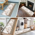 thumbnail image 6 of 2x6 Washable Runner Rug, Forest Animal Non-Slip Hallway Runner for Entryway Kitchen Bedroom, Brown Deer Bear Hedgehog Bird Butterfly Eucalyptus Leaves Plaid Indoor Carpet Runner Floor Mat, 6 of 9