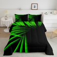 thumbnail image 1 of Erosebridal Gradient Bedding Twin Comforter Set, Green Abstract Ombre Down Comforter, Geometric Striped Decor, Reversible 2pcs, 1 of 7