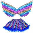 thumbnail image 1 of Conjunto de falda arcoíris con alas de unicornio para fiesta infantil, accesorios para vestido de fiesta de cumpleaños de princesa, 1 of 4