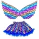 thumbnail image 2 of Conjunto de falda arcoíris con alas de unicornio para fiesta infantil, accesorios para vestido de fiesta de cumpleaños de princesa, 2 of 5