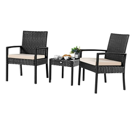 3pcs Outdoor Rattan Patio Furniture Set Backyard Seat 3pcs Outdoor Rattan Patio Furniture Set