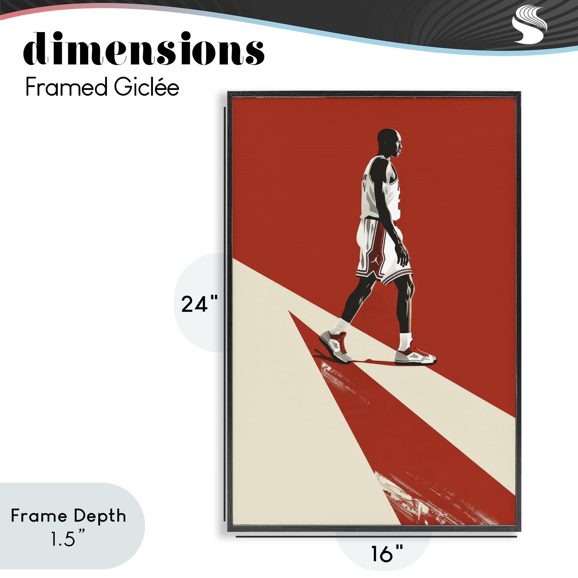 Stupell Industries Retro Basketball Legend Black Framed Giclee Art, design by Ray Powers