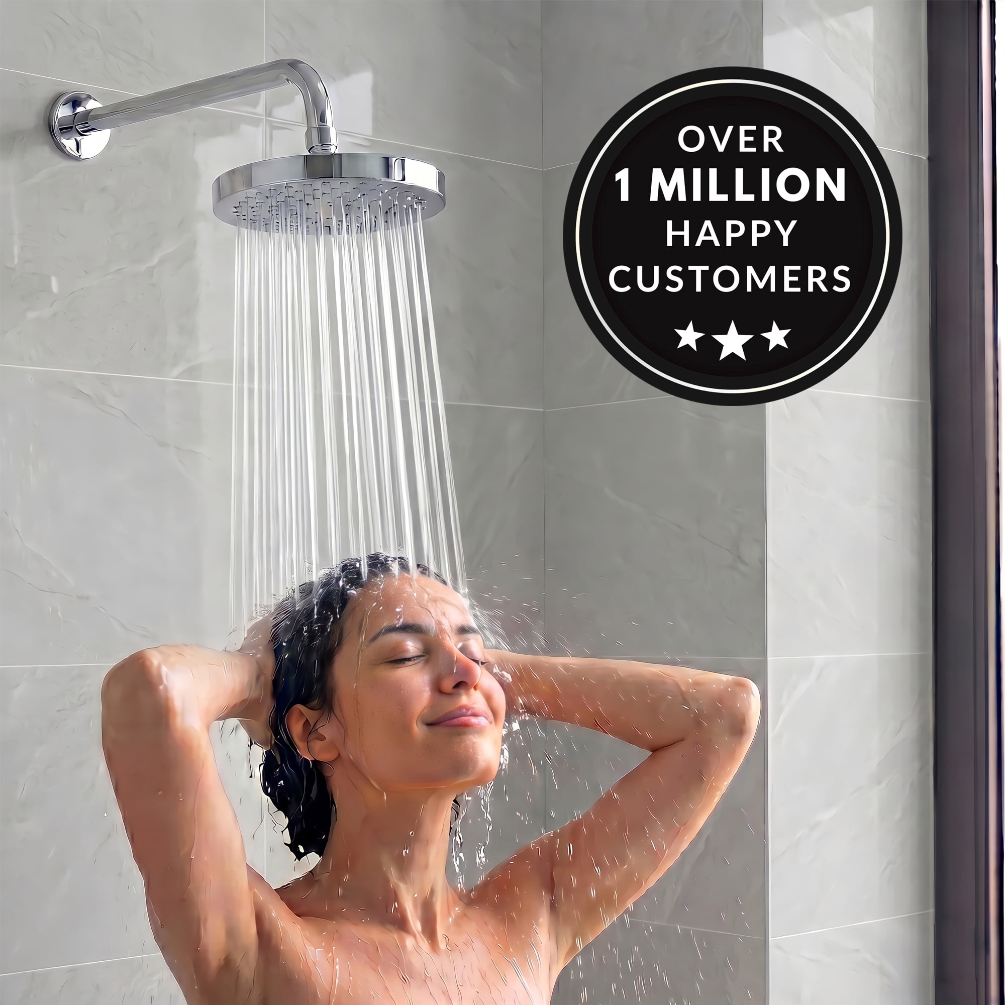 Aqua Elegante High Pressure Rain Shower Head for Low Flow Showers - 2.5 GPM - Polished Chrome