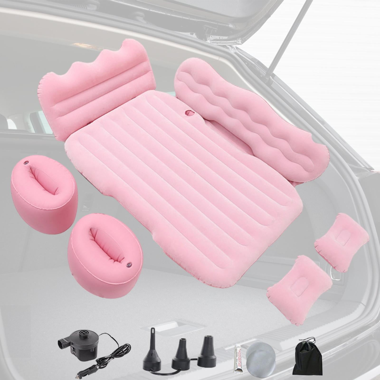 Colaxi Car Inflatable Mattress Backseat Sleeping Pad, Portable Camping Air Mattress Bed, Car Air Bed for Auto MPV Camping Picnic Pink