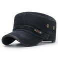thumbnail image 2 of Duoif Unisex Cadet Hat, Washed Cotton Military Cap with Metal Eyelets, Classic Officer's Hat for Men Women, Casual & Outdoor Black, 2 of 8