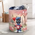 thumbnail image 3 of Happy Valentine’s Day Adorable Scottish Terrier Puppy Holding Heart Balloon Foldable Laundry Basket Scottie Dog Lover Gifts Organizer Storage with Handles - 00030, 3 of 5