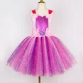thumbnail image 5 of Vestido de hada con tutú brillante para niñas, disfraz con alas, vestido de princesa de hada con flores de tul rosa y morado, vestido de fiesta de cumpleaños para niños, 5 of 5