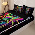 thumbnail image 3 of Erosebridal Rainbow Splash Graffiti Zipper Queen Comforter Set with Fitted Sheet and 2 Pillowcases,Spooky Halloween Spider Zipper Bedding Set For Boys,Black Reversible,4 Pieces, 3 of 7