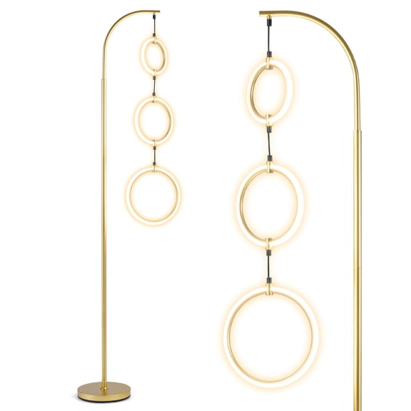 Costway 3-Circle Dimmable LED Floor Lamp with Foot Pedal Switch and 3 Color Temperatures