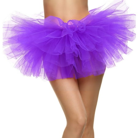 5 Layers Organza Ballet Tutu Bustle Costume Dance Ballerina Skirt, Purple