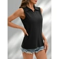 thumbnail image 5 of Womens Summer Tops V Neck Collared Shirts Dressy Casual Ribbed Tank Top Loose Fit Black S, 5 of 8