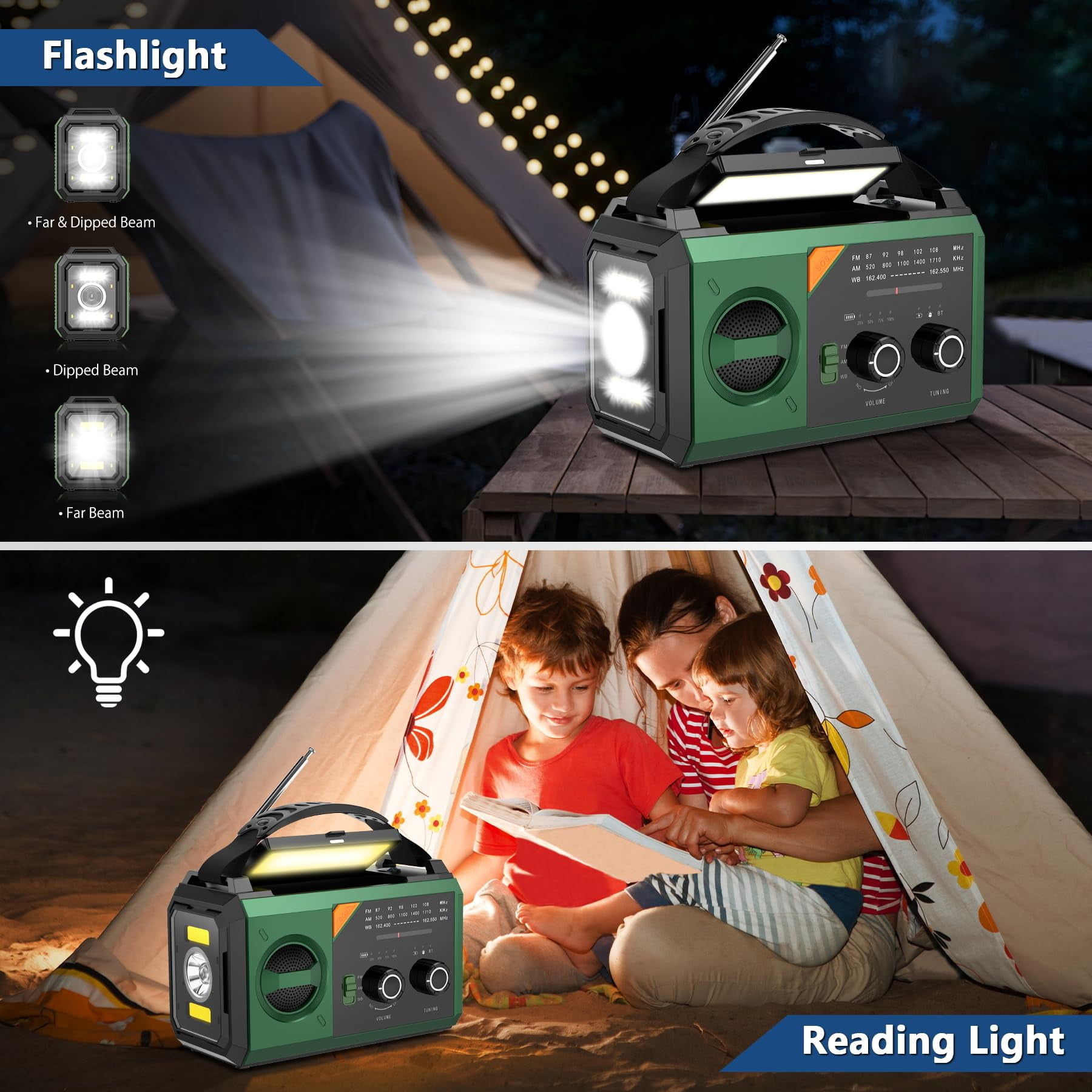 JOUALY 20000mAh Emergency Radio,Hand Crank Weather Radio with Battery Powered and Fast Charging, NOAA/AM/FM Portable Solar Radio with SOS Alert Flashlight, Outdoor Survival Gear