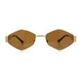 thumbnail image 3 of Retro Diamond Shape Hustler Metal Rim Gangster Sunglasses Gold - Brown, 3 of 8