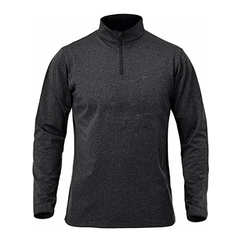 Sportshirt Herren Langarm Mit Reißverschluss - Laufshirt Atmungsaktiv