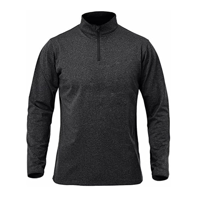 Camisas deportivas activas de secado rápido para hombres con cremallera de un cuarto de manga larga para correr Tops sudadera al aire libre (negro)