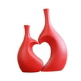 thumbnail image 2 of deevoka Ceramic Flower Vase Heart Shaped Vase Planter Pot Minimalist Bud Vase Decorative Red, 2 of 9