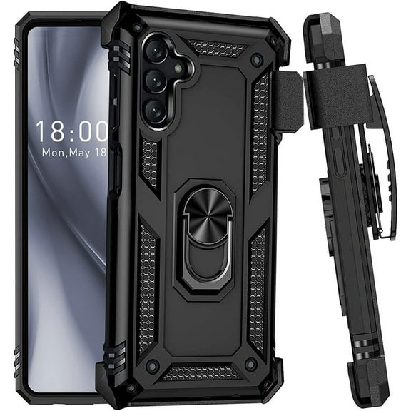 Case Belt Clip for Samsung Galaxy A14 5G Phone - Holster Swivel Metal Ring Cover Kickstand Armor Combo Drop-Proof X9B Compatible With Galaxy A14 5G Model
