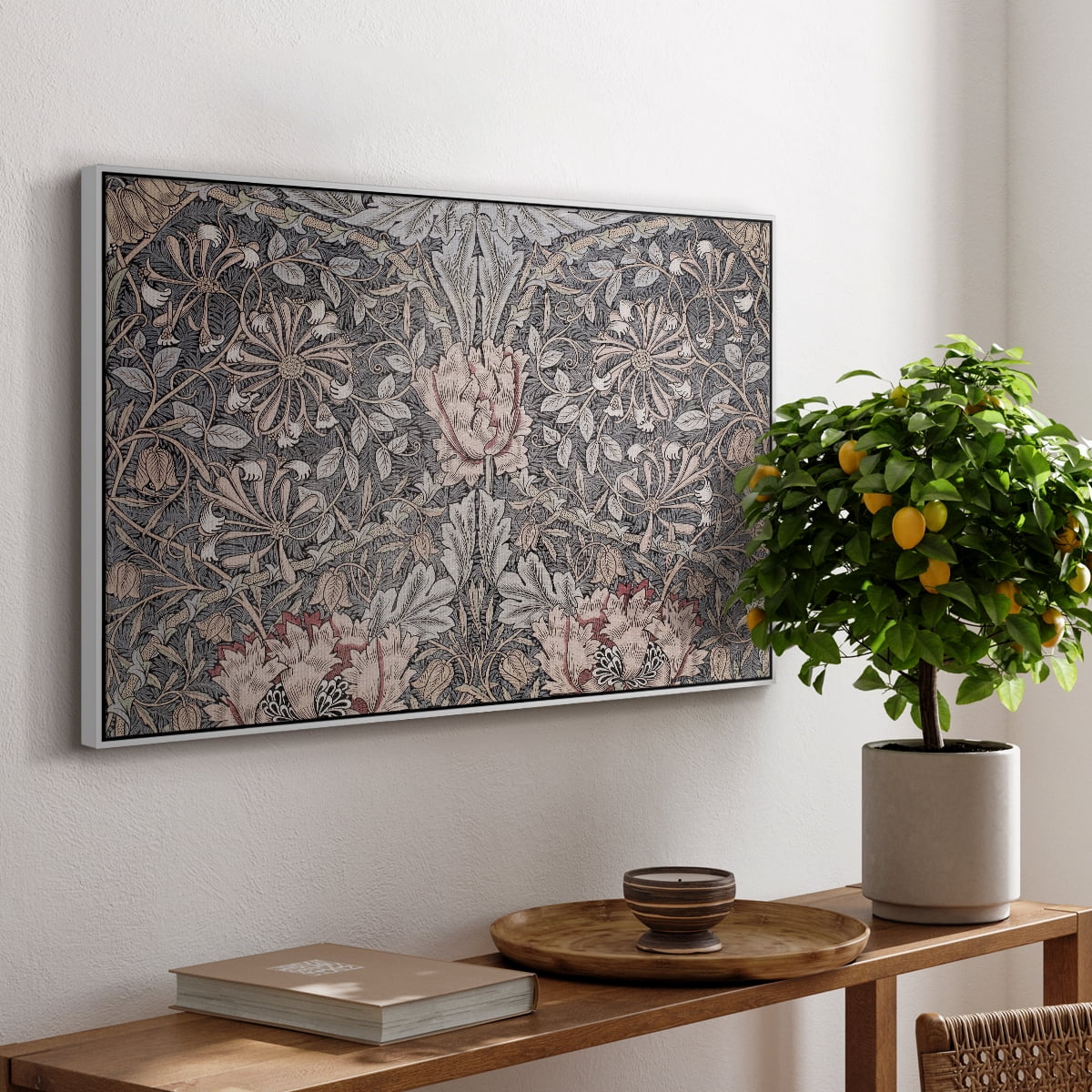 Vintage Abstract Print-XXX Framed in White Wood Gallery Wrapped Canvas 25 in. x 37 in.