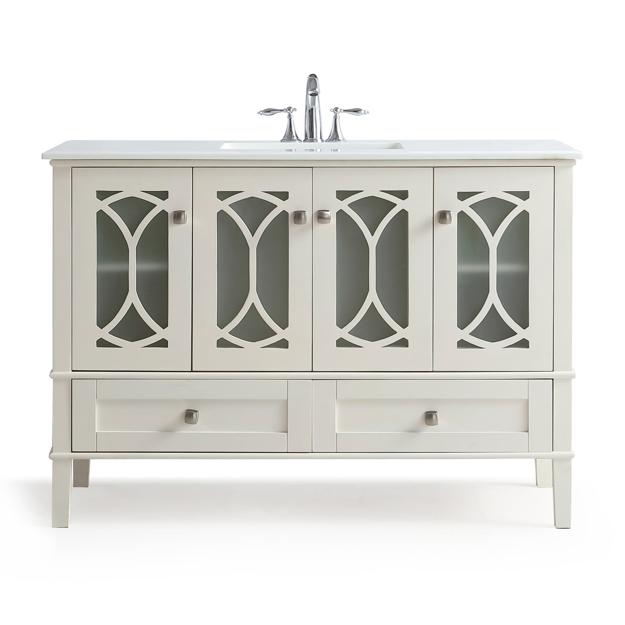 Paige 48 inch Contemporary Bath Vanity in Pure White with White
