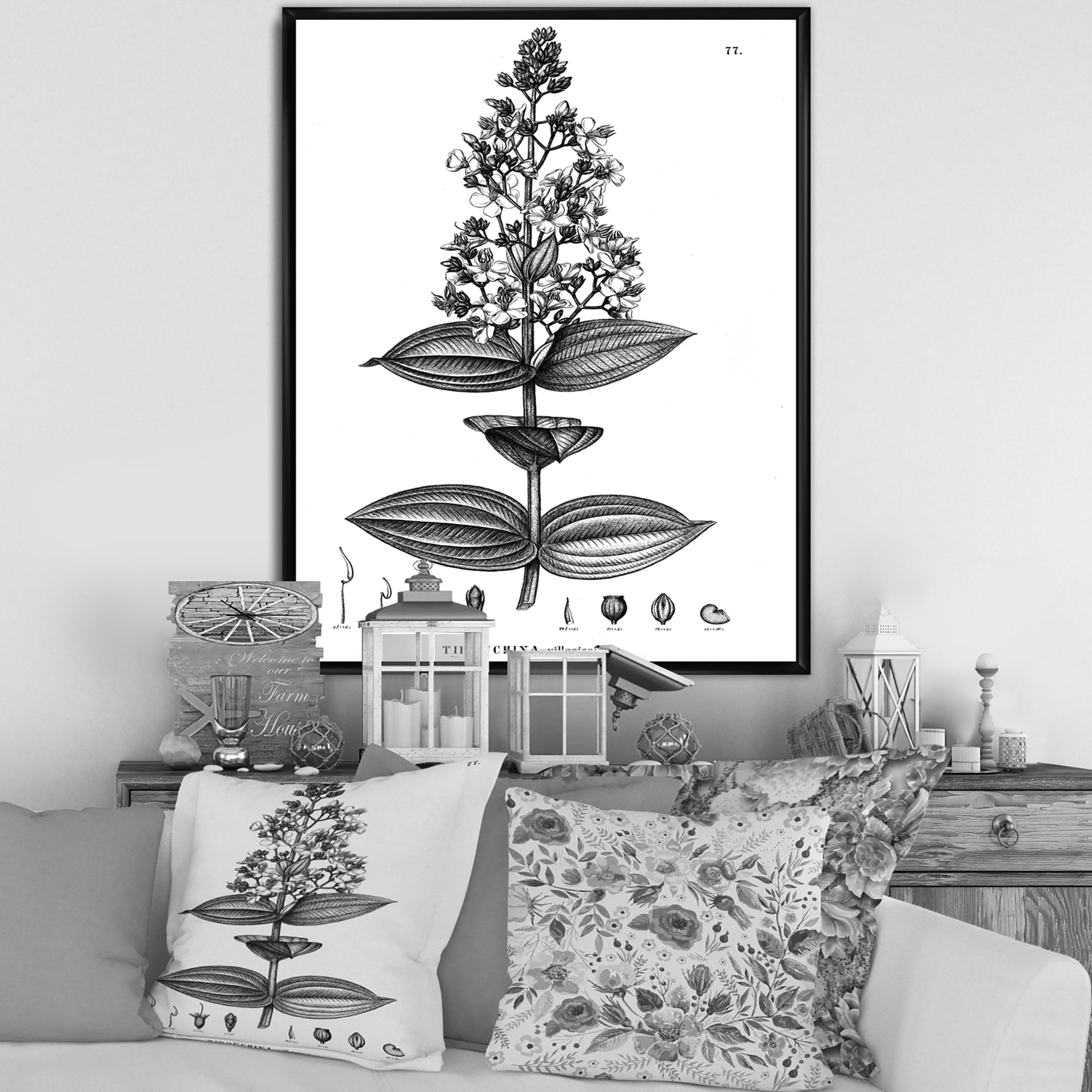 Designart 'Ancient American Flora VI' Traditional Framed Canvas Wall Art Print