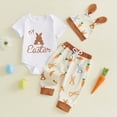 thumbnail image 2 of Kaprioy Boys Summer Outfits My First Easter Baby Boy Outfit Letter MY Easter Print Boy Bunny Short Sleeve Romper Pants Hat Boys Clothes, 2 of 8