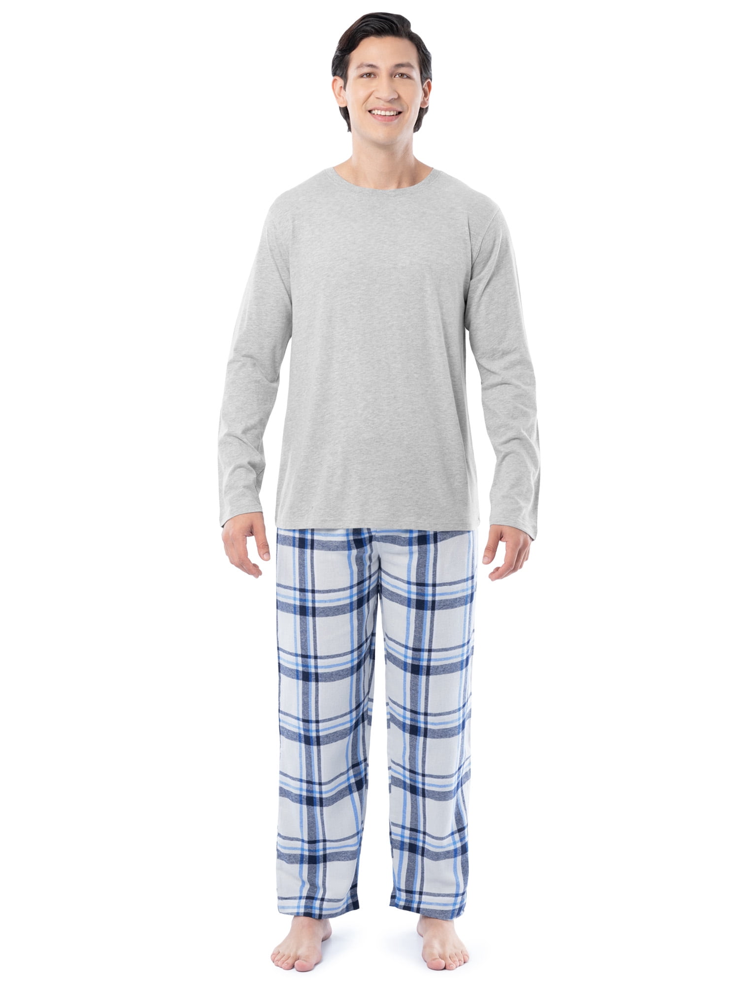 Fruit of the Loom Men's Jersey Knit Top and Flannel Pajama Pants Set, 2-Piece, Sizes S-5XL