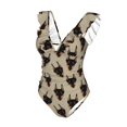 thumbnail image 4 of Yiaed Cute Black Dog Print Women's Ruffled One Piece Swimsuit V Neck Swimwear Slimming Monokini for Woman-Large, 4 of 8