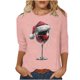 thumbnail image 5 of Camisetas de Manga Larga de las Mujeres Impresión de Navidad Cuello Redondo 3/4 Manga Suéter Superior, Moda Informal para Fiesta de Vacaciones Y Uso Diario, 5 of 7