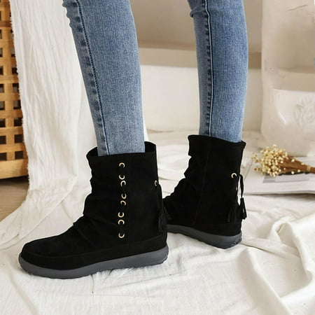 

Winter Boots for Women- Low-heeled Christmas Gifts Casual Chunky Heel Women s Ankle Boots Black 37