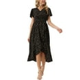 thumbnail image 2 of INSPIRE CHIC Women's Summer Flutter Short Sleeve Wrap High Low Hem V Neck Midi Dress L Black, 2 of 6