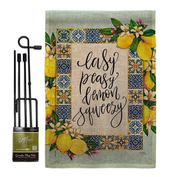 Breeze Decor GS120262-DB Easy Lemon Food Fruit 13 x 18.5. in. Double-Sided Decorative Vertical House Garden Flag Set for Decoration Banner Yard Gift