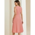 thumbnail image 4 of DARING DIVA Striped Crew Neck Sleeveless Midi Work Office Dress S Pink, 4 of 6