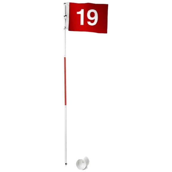 Portable Golf Hole Cup and Pin Flag, 6-Foot Height Flagstick, Your Own Backyard Golf Practice Hole, White/Red