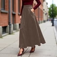 thumbnail image 2 of Arlun Women's Ankle Length High Waist A-Line Flowy Long Maxi Skirt with Pockets High Waisted Simple Solid Color Elegant Long Skirts Plus Size Outfit Coffee XL, 2 of 5