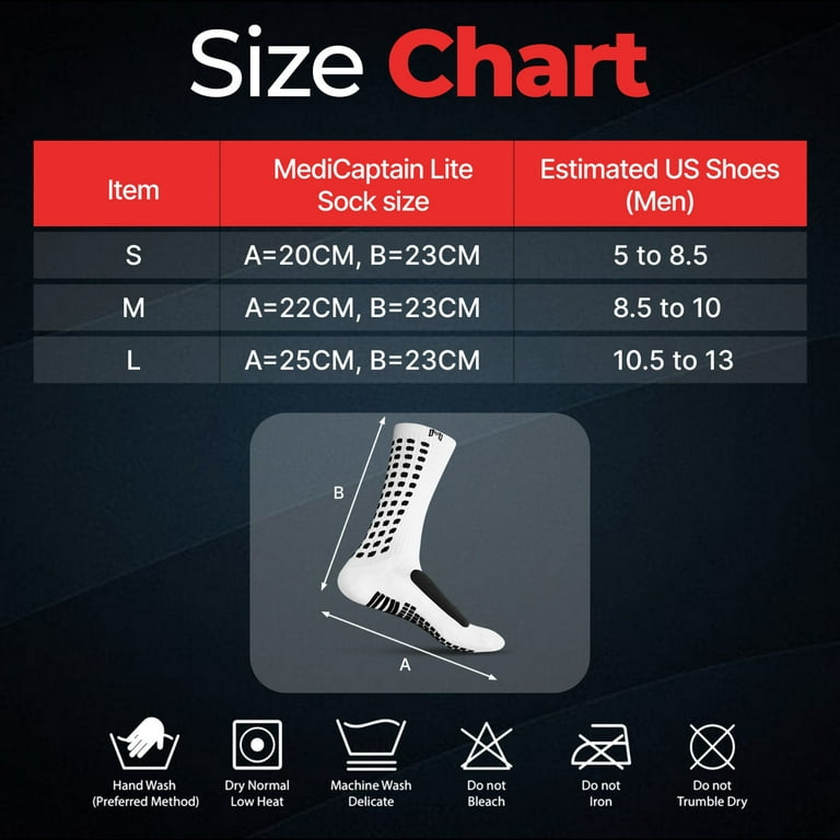 MediCaptain Lite - Protective Athletic Grip Sock with Metatarsal Padding  Shock Protection, Anti-Slip Grip Pads, Non Slip : : Sports 