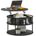 thumbnail image 1 of HOMCOM Lift Top Coffee Table, Round Coffee Table with Storage Shelf, Grey, 1 of 10