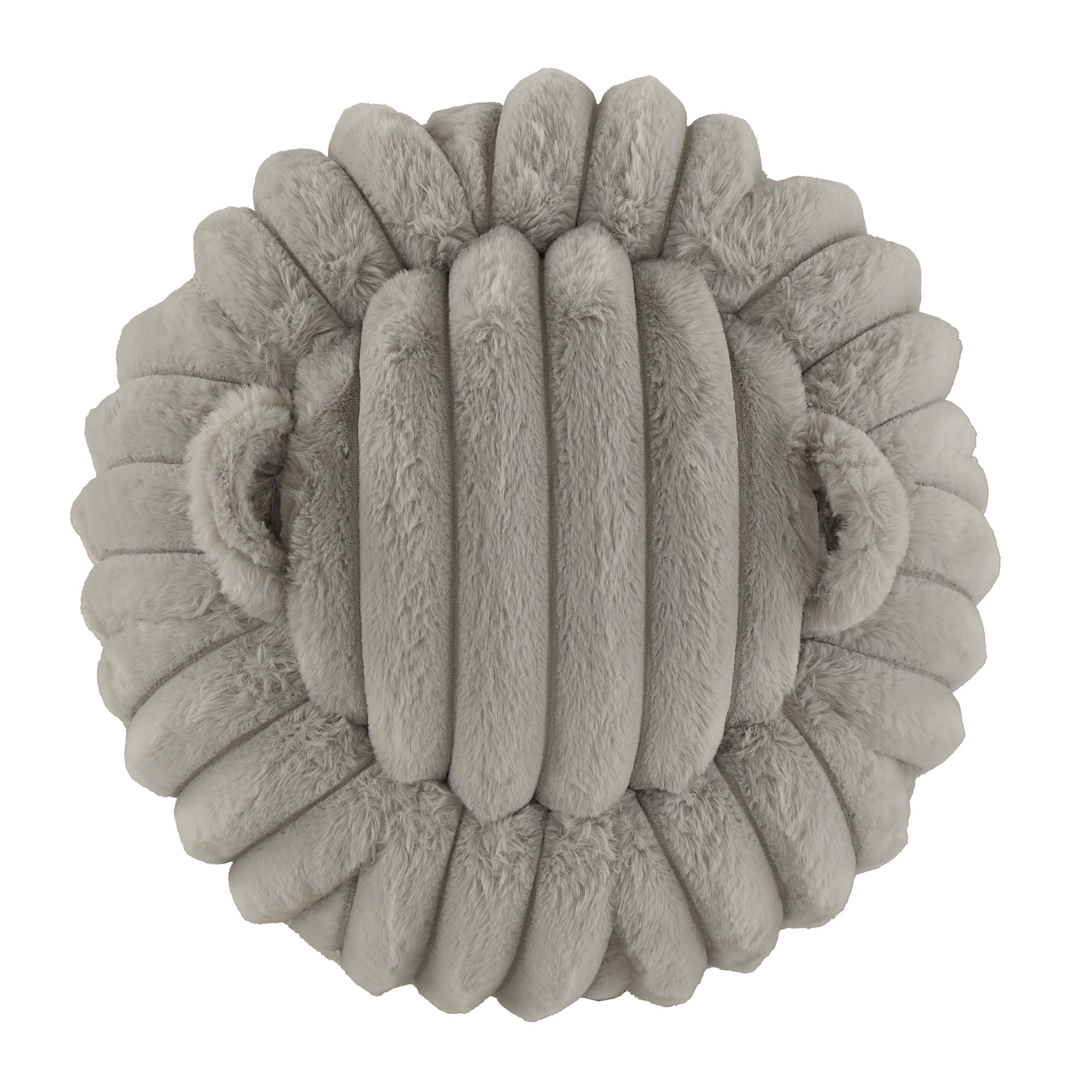 Weston Home Portola Plush Furry Channel Fabric Storage Ottoman, Light Gray