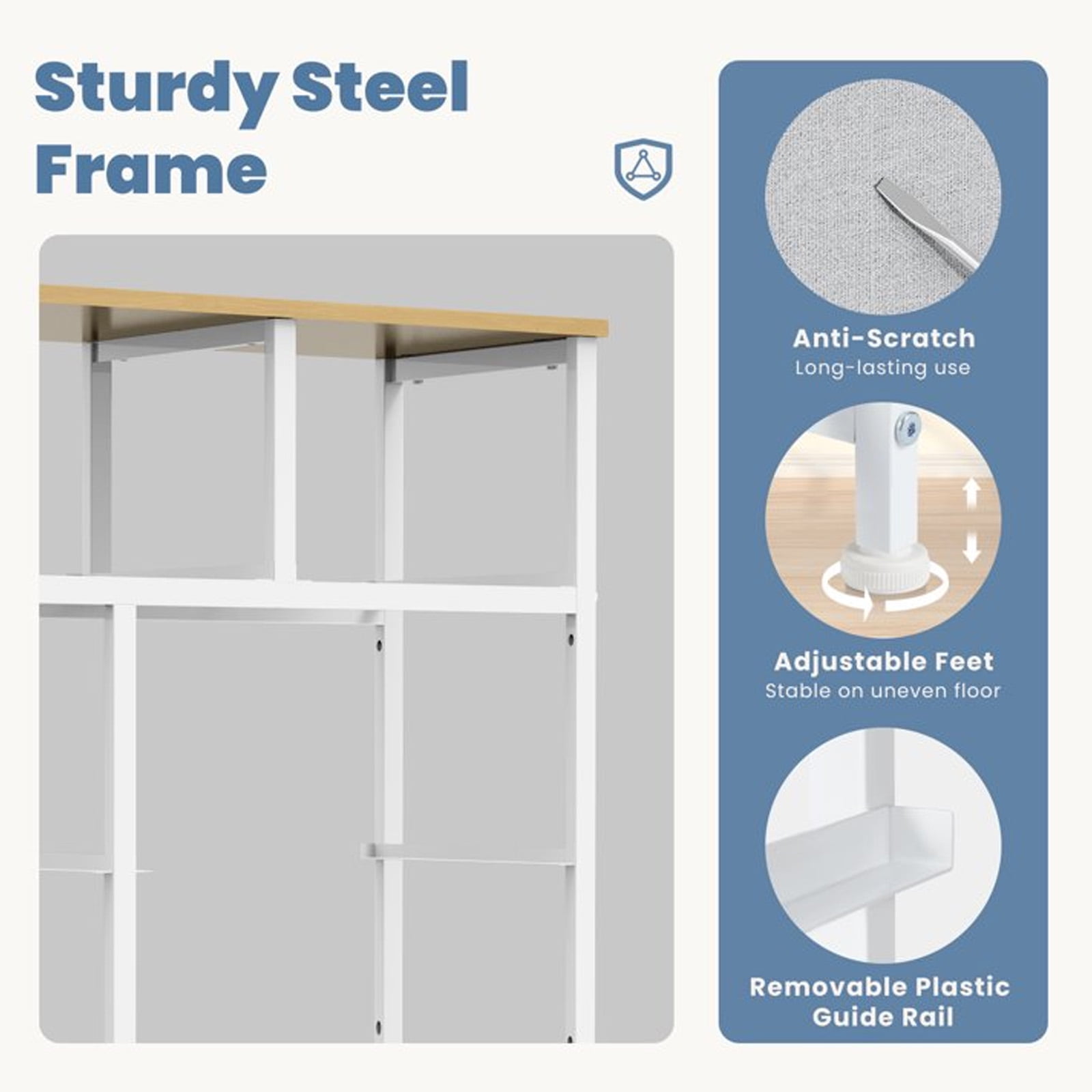Nextay 7-Drawer Fabric Dresser TV Stand for 45" TV, Storage Dresser Closet with Steel Frame & Wooden Top for Living Room, Dressing Room, Entryway, Light Gray