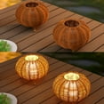 thumbnail image 3 of JONATHAN Y Kairi 5.75" Modern Bohemian Indoor/Outdoor Faux Rattan Lantern Rechargeable/Cordless Dimmable Integrated LED Table Lamp, Light Brown (Set of 2), JYL7156A-SET2, 3 of 5