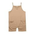 thumbnail image 3 of LUOGENLI Girls Rompers Size 14-16 Long Sleeves Girls Romper Sleeveless Adjustable Tie up Strap Short Jumpsuits Summer Clothes with Pocket Rompers for Girls Size 10-12 Girls Rompers Khaki 5-6 Years, 3 of 9