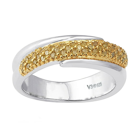 Sterling Silver with Genuine Yellow Diamond Band Ring