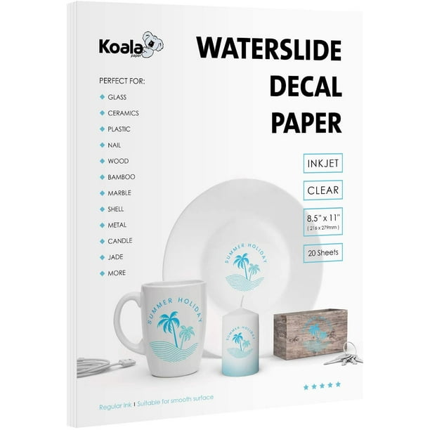 Koala Waterslide Decal Transfer Paper Clear 8.5x11 inches 20 Sheets for
